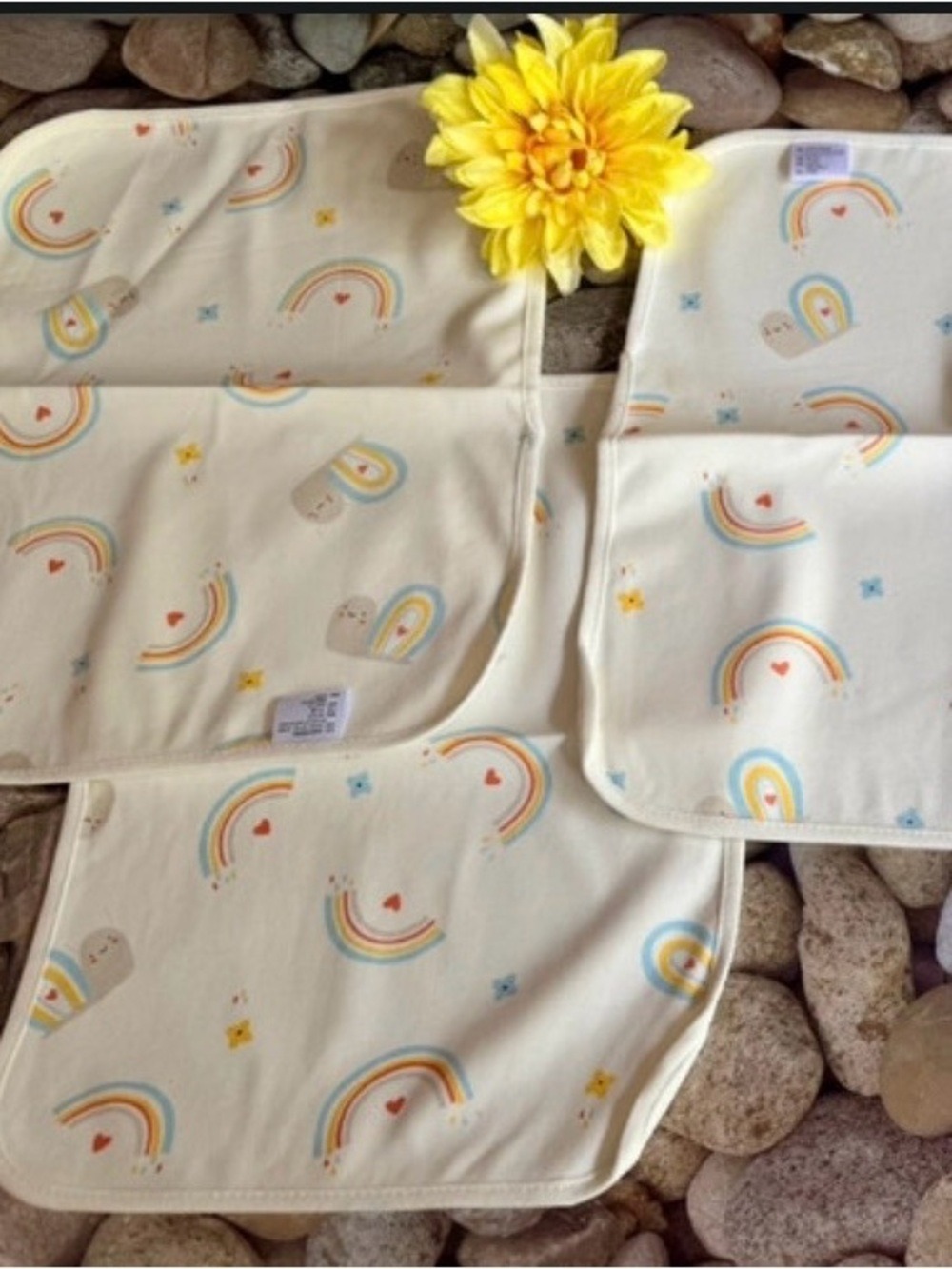 New-SET OF 3 SNAIL & RAINBOW BURP CLOTHES
